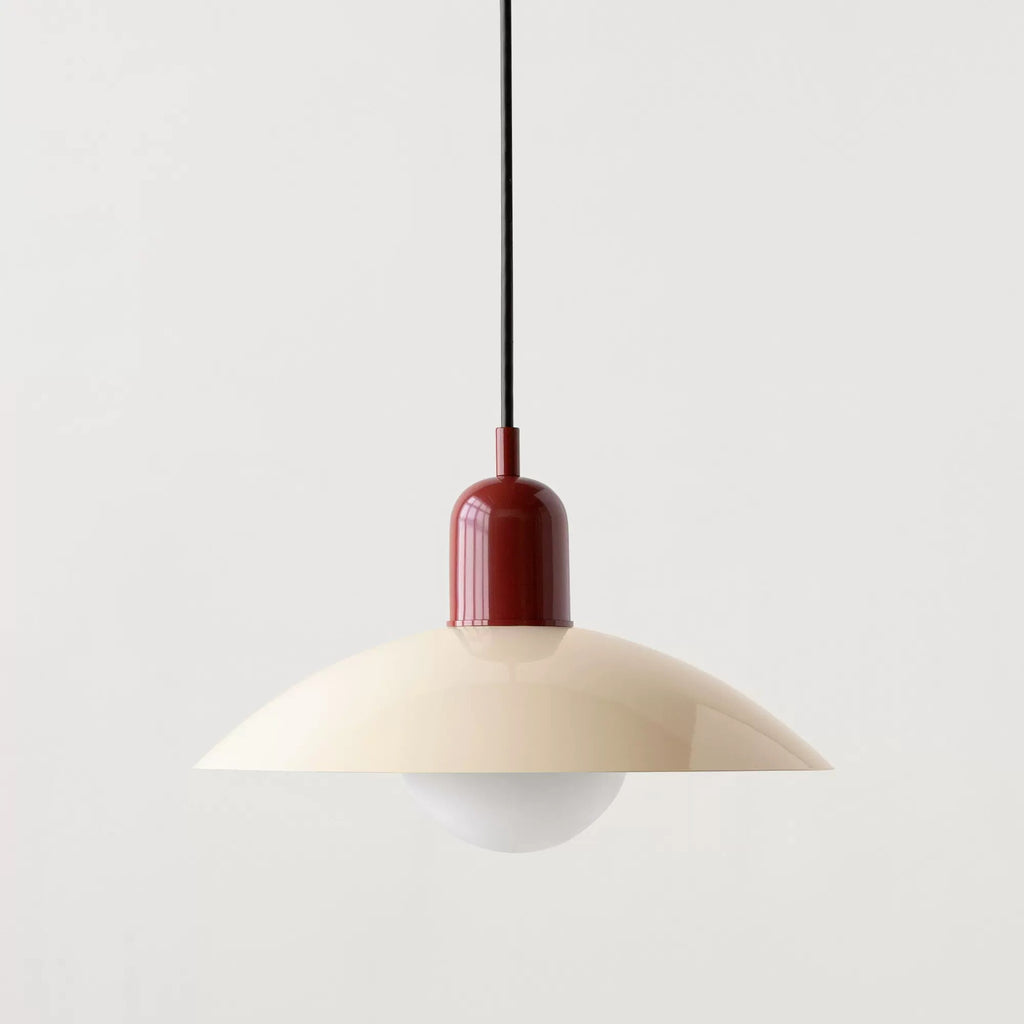 Retro pendant ceiling light with a coloured shade