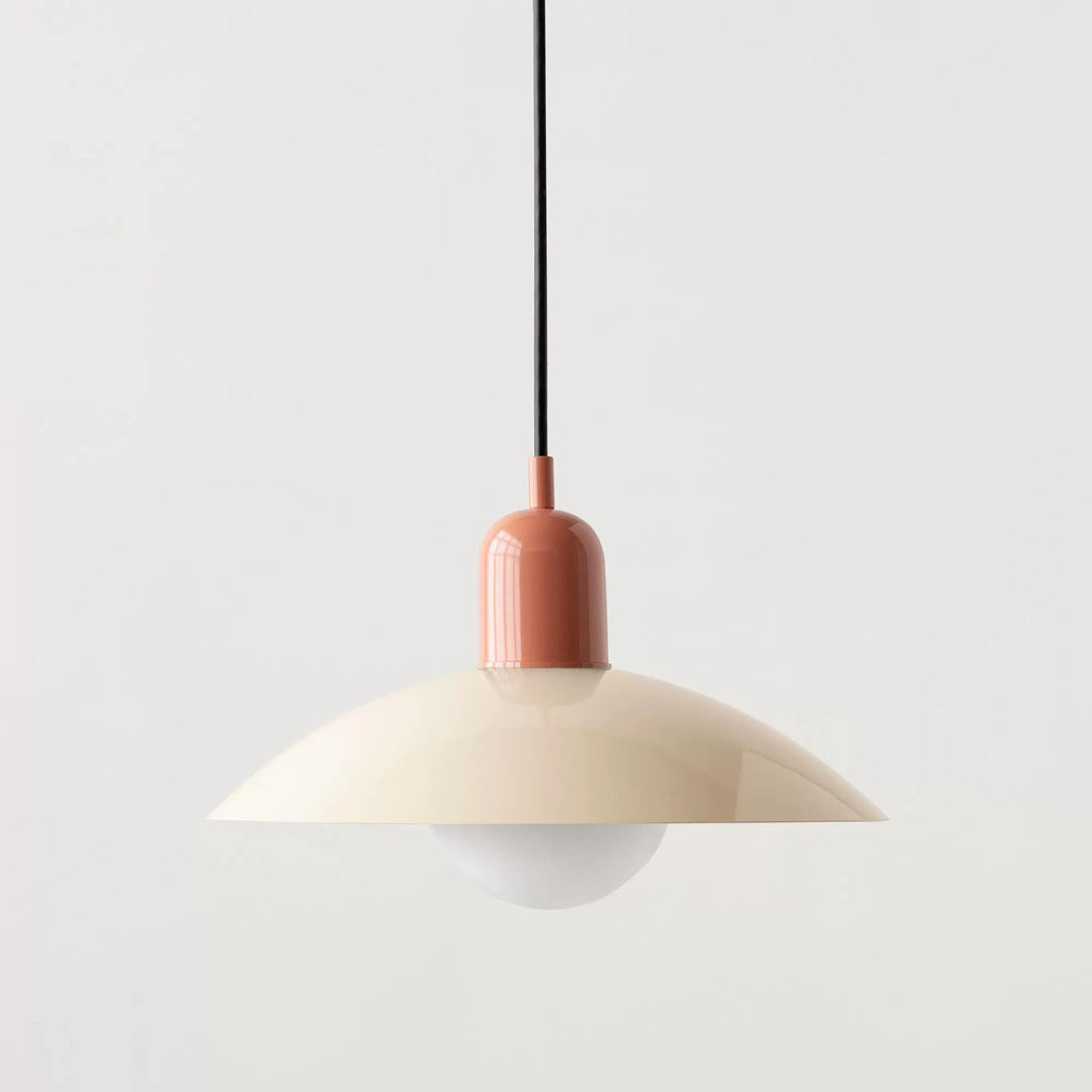 Retro pendant ceiling light with a coloured shade