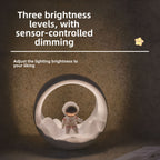 USB Rechargeable Astronaut Moon Night Light, Tap-Control 3-Level Brightness LED Bedside Desk Lamp