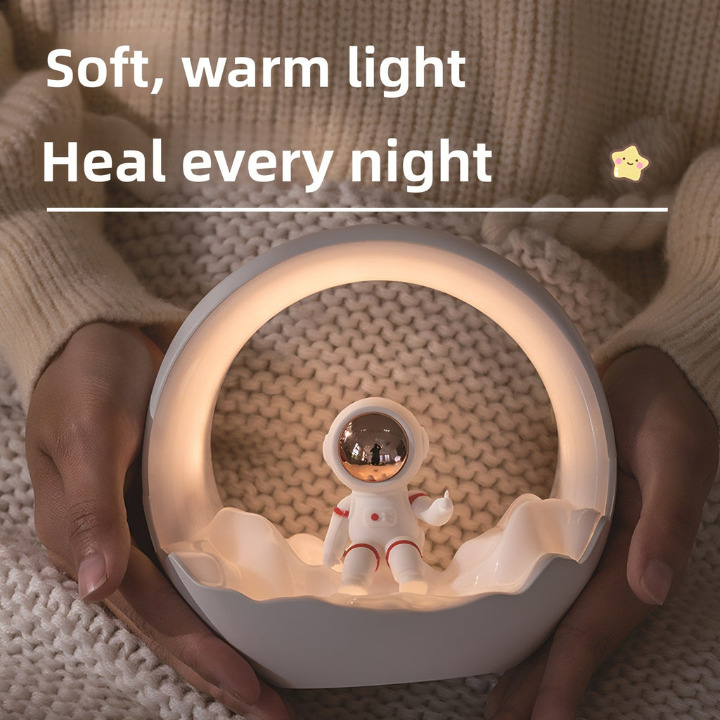 Astronaut moon-shaped rechargeable bedside night light with tap control
