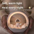 Astronaut moon-shaped rechargeable bedside night light with tap control