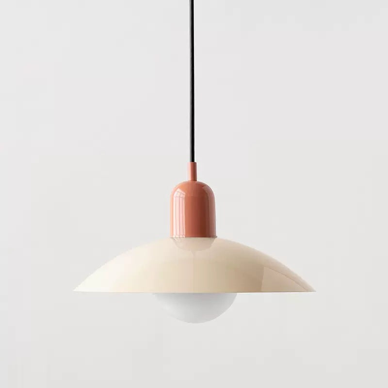 Retro pendant ceiling light with a coloured shade