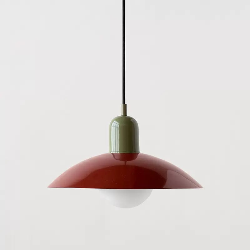 Retro pendant ceiling light with a coloured shade