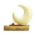 DriftGlow Crescent Moon Lamp – Grey Driftwood Light