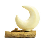 DriftGlow Crescent Moon Lamp – Grey Driftwood Light
