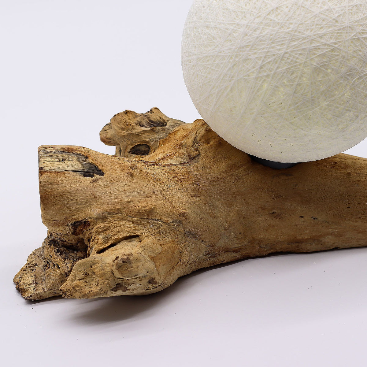 DriftGlow Cotton Luna Lamp – Ivory Driftwood Light