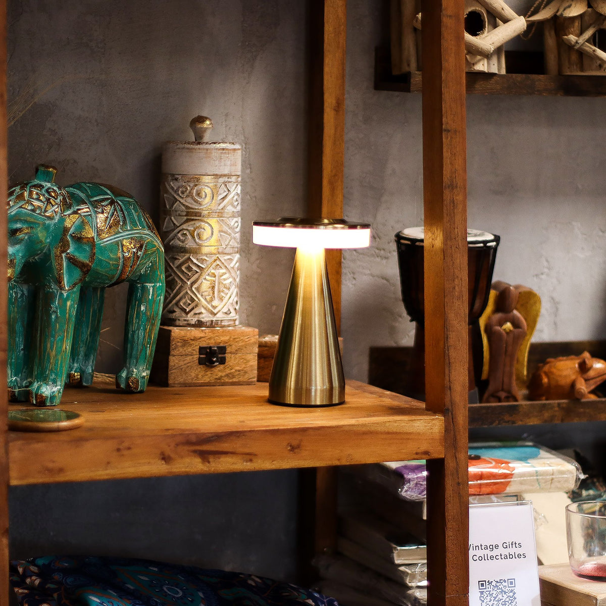 Tall Stem Touch Table Lamp – Bronze Gold USB-C