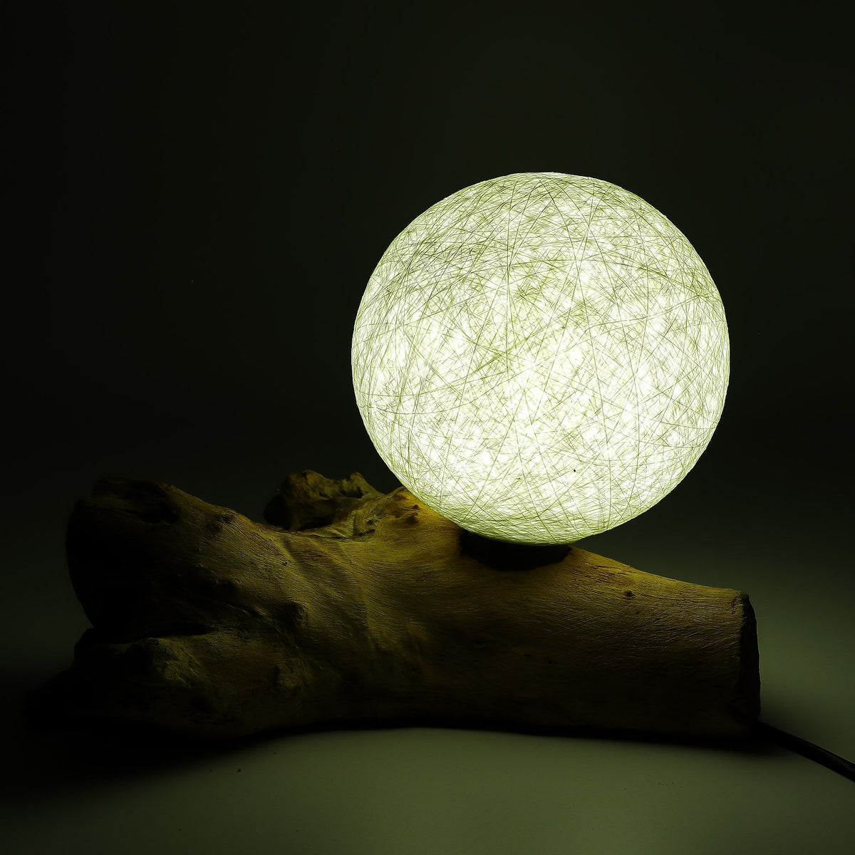 DriftGlow Cotton Luna Lamp – Ivory Driftwood Light