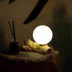 DriftGlow Cotton Luna Lamp – Ivory Driftwood Light