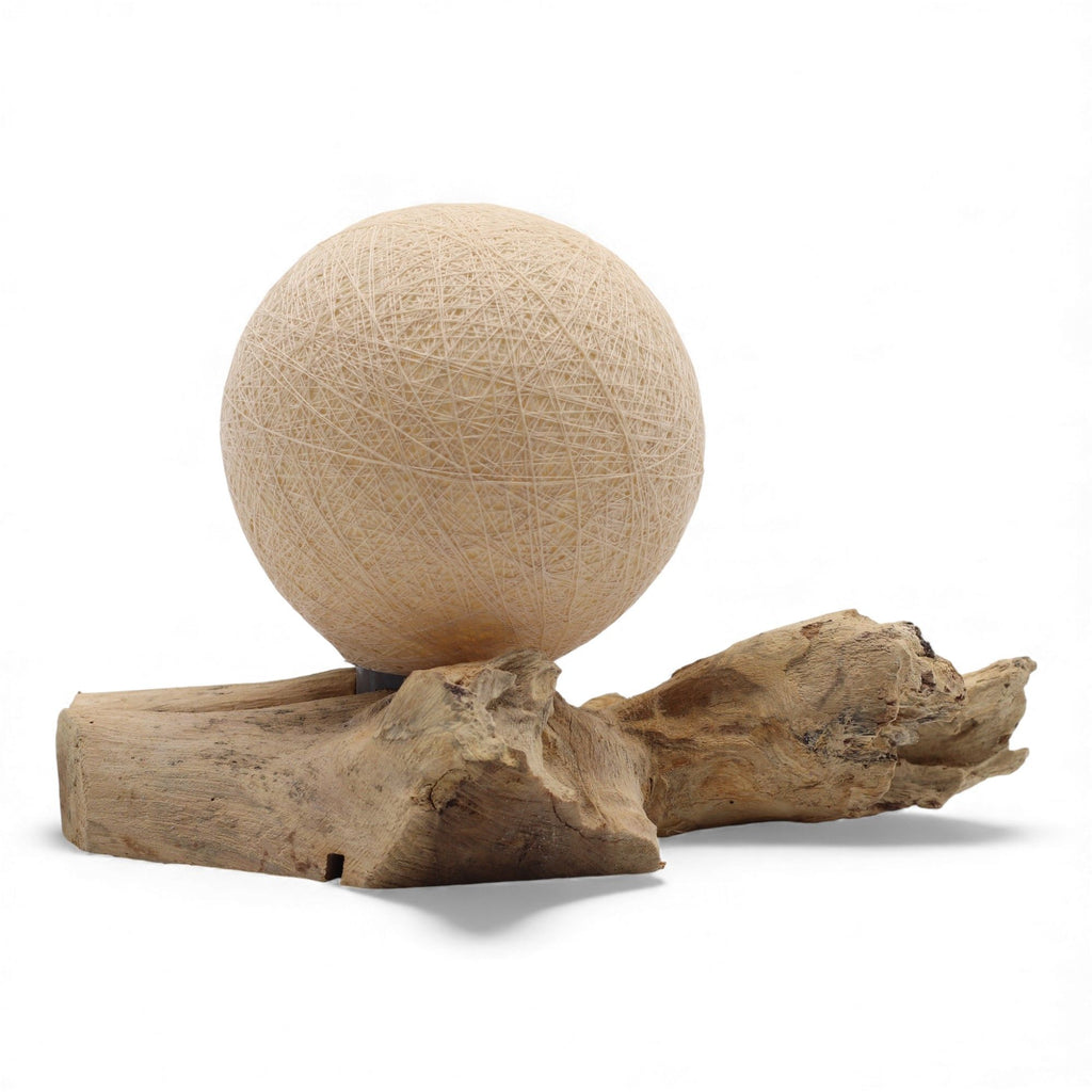 DriftGlow Cotton Wrap Lamp – Cream Driftwood Light