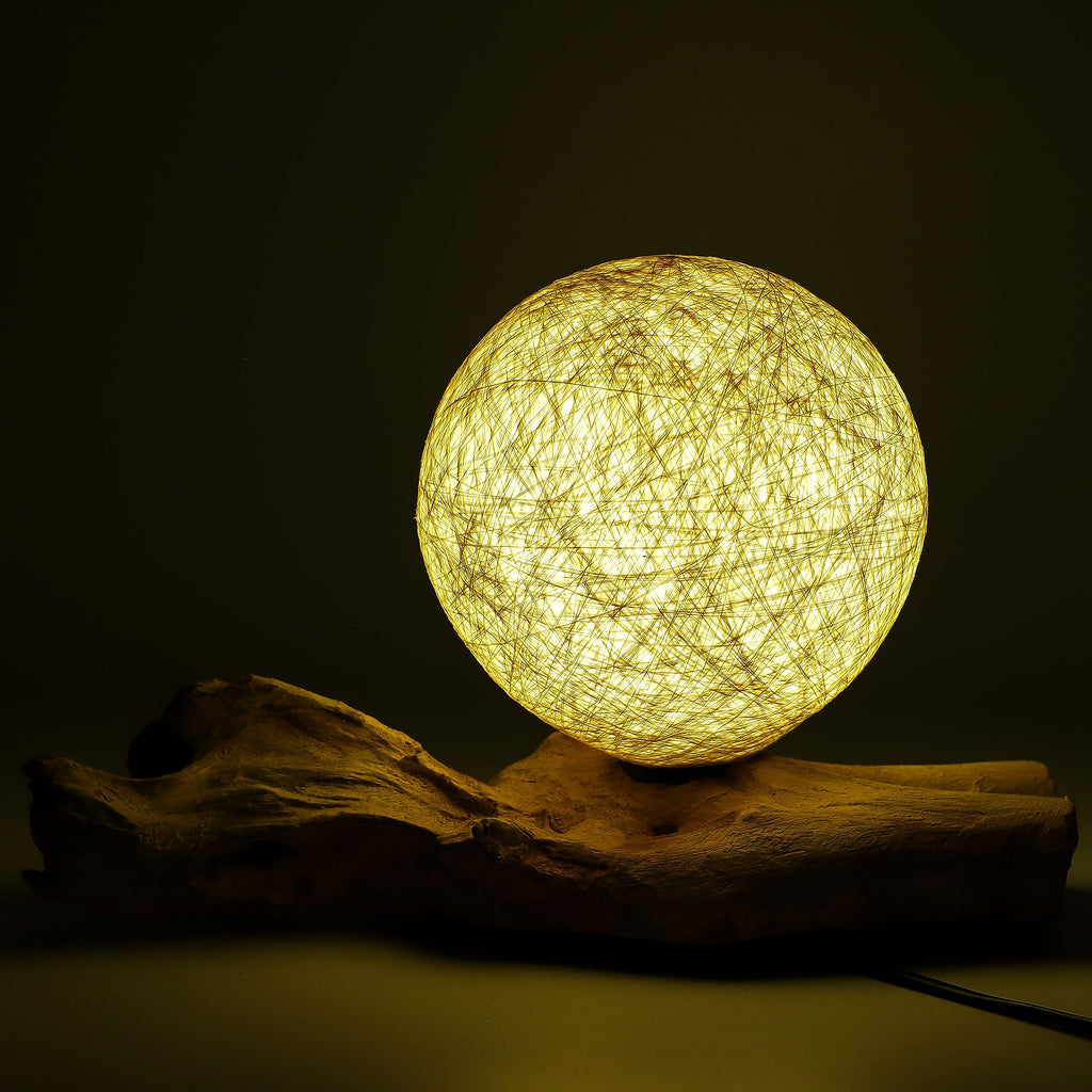 DriftGlow Cotton Wrap Lamp – Cream Driftwood Light