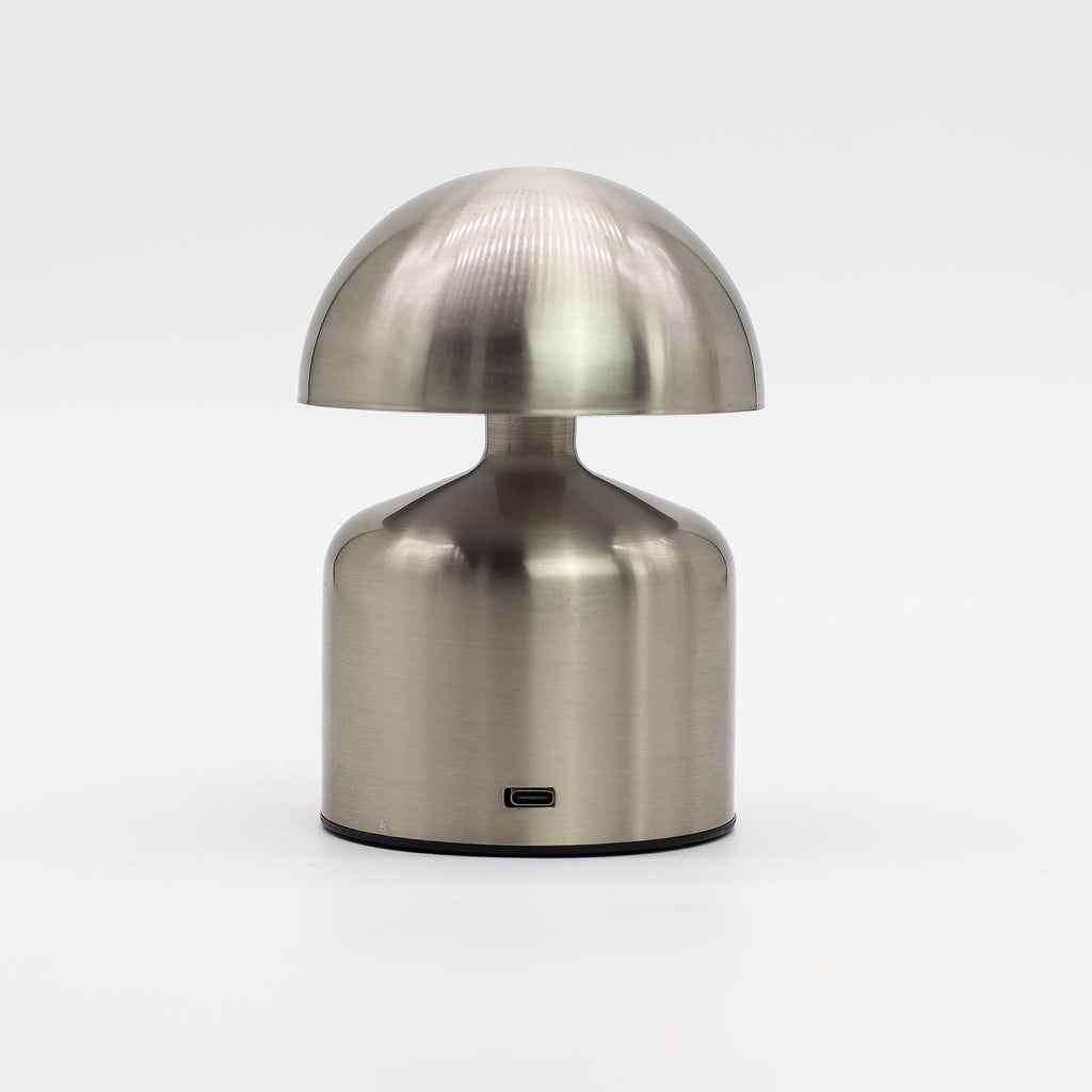 Silver Dome Mushroom Touch Lamp – Rechargeable USB-C