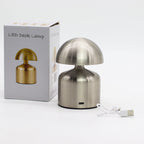 Silver Dome Mushroom Touch Lamp – Rechargeable USB-C