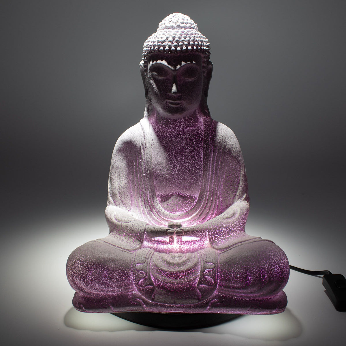 Meditation Buddha Lamp – Lavender Crackle