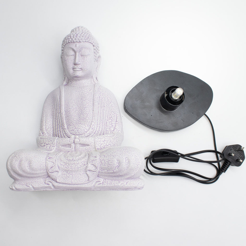 Meditation Buddha Lamp – Lavender Crackle