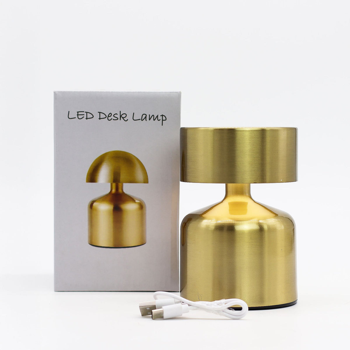 Bronze Flat Mushroom Touch Lamp – Rechargeable USB-C
