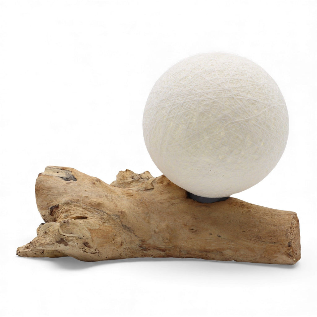 DriftGlow Cotton Luna Lamp – Ivory Driftwood Light