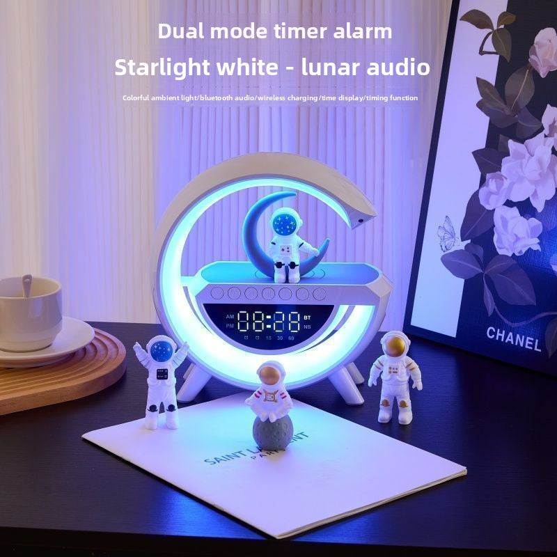 Multifunctional Wireless Charging Bluetooth Speaker Desk Lamp with Alarm Clock and Night Light
