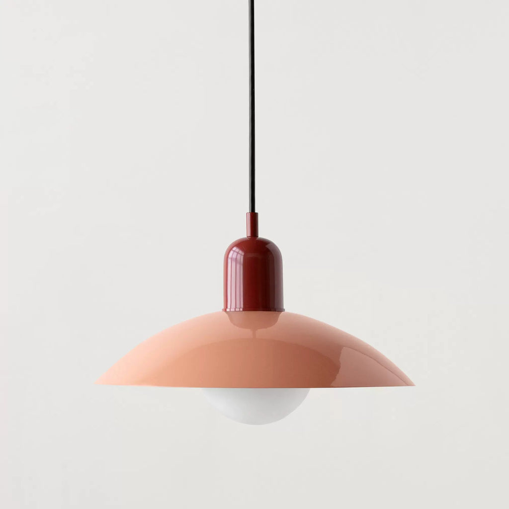 Retro pendant ceiling light with a coloured shade