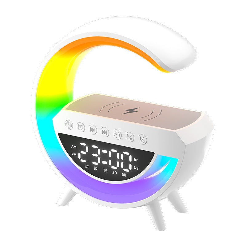 Multifunctional Wireless Charging Bluetooth Speaker Desk Lamp with Alarm Clock and Night Light