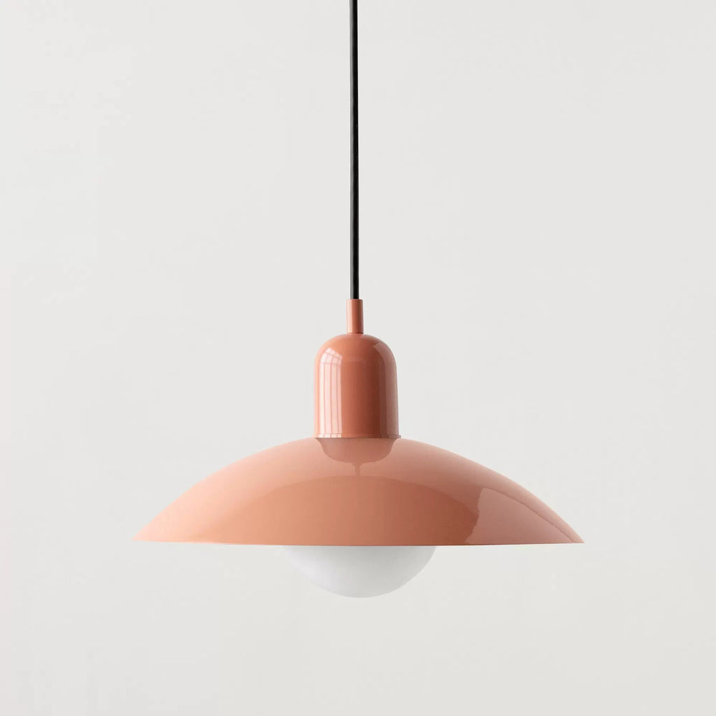 Retro pendant ceiling light with a coloured shade